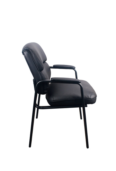 LOLA Office Guest Chair w/ padded black leather - Freedman's Office Furniture - Right View