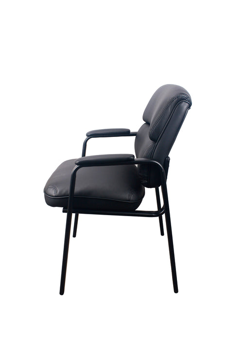 LOLA Office Guest Chair w/ padded black leather - Freedman's Office Furniture - Left View