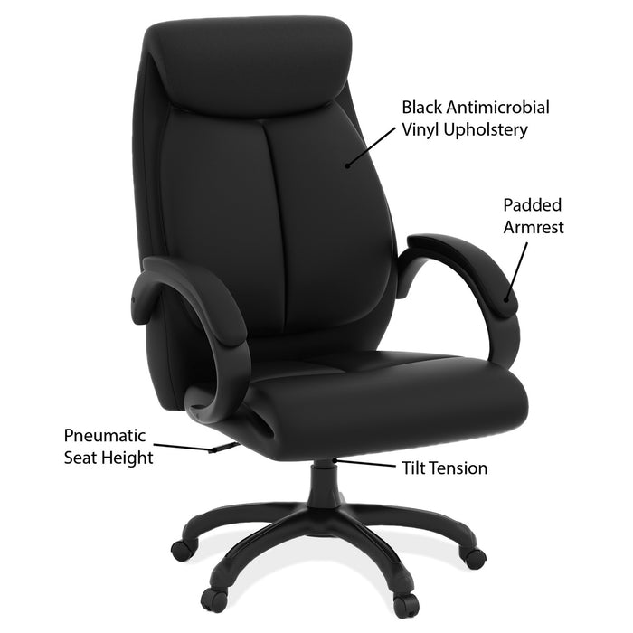 Executive High Back Office Chair with Black Frame - Freedman's Office Furniture - Features
