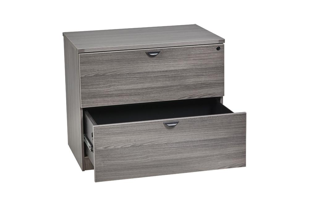 Black Wood 2 Drawer Lateral File Cabinet with Lock