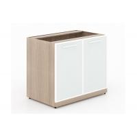 Santa Monica Office Storage Cabinet | 2 Door | Glass Doors W/O Top - Freedman's Office Furniture - Noce