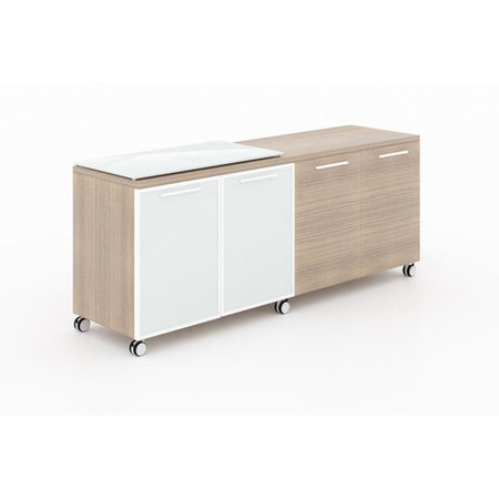 Santa Monica | 4 Door Mobile Credenza with Wheels - Freedman's Office Furniture - Noce