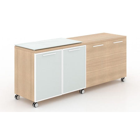 Santa Monica | 4 Door Mobile Credenza with Wheels - Freedman's Office Furniture - Miele