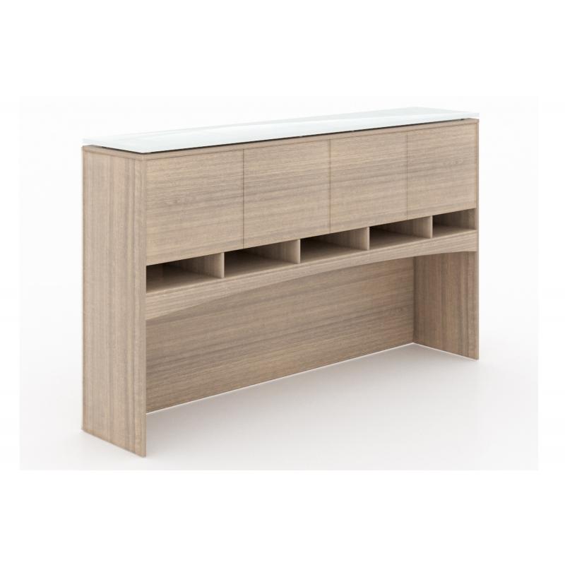 Santa Monica Deluxe Office Hutch | Laminate Doors - Freedman's Office Furniture - Noce