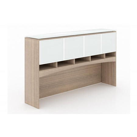 Santa Monica Deluxe Hutch with Glass Doors - Freedman's Office Furniture - Noce